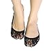 kilofly Lace Liner No Show Sling Back Socks with Forefoot Cushion [Set of 3 pairs] Black,One Size