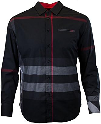 Veno Engineered Plaid L/S Shirt (Black/Red, 2XL)