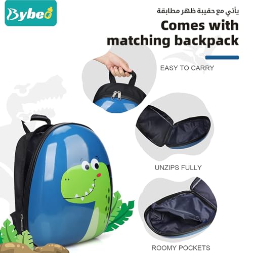 3Pcs Kids Luggage Set, 18 Inch Children Travel Suitcase, Cartoon Rolling Luggages, Child Trolley Bag with 14-Inch Backpack, U-Shaped Pillow, Wheels and Telescopic Handle (Blue)