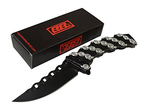 Rogue River Tactical Knives Spring Assisted Bike Chain Folding Pocket Knife (Black)