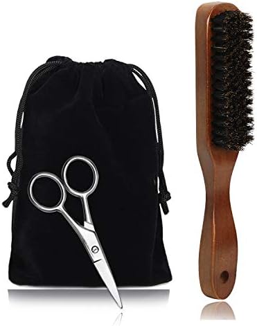 Beard Grooming Kit for Men Gift Set, Professional Barber Straight Cut Throat Razor, Facial Hair Shaping Beard Styling Comb, Nose Scissors and Beard Scissors