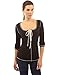 PattyBoutik Women's Scoop Neck Lace Up Long Sleeve Blouse