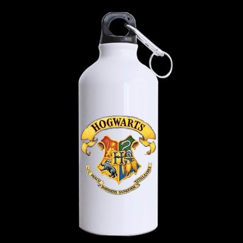Harry Potter Hogwarts Custom Personalized Aluminum Sports Bottle Water Bottles White 13.5 OZ Travel Bottle (Two Sides Printed)