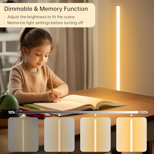 LED Stehlampe Wohnzimmer, Dimmbare Ecklampe mit Fernbedienung, Schwarz