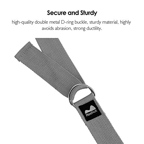 image for REEHUT Yoga Strap 6ft with Ebook - Durable Polyester Cotton Exercise S
