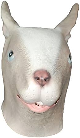 DylunSkyHalloween Grey Rabbit Latex Mask