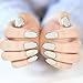 24pcs Noble Grey with Sliver Side False Nails Oval Short Full Cover Artificial Nails with Glue Sticker