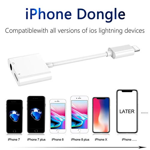image for ZYNUN Headphone Adapter for iPhone X 3.5mm Splitter Jack Dongle Earpho
