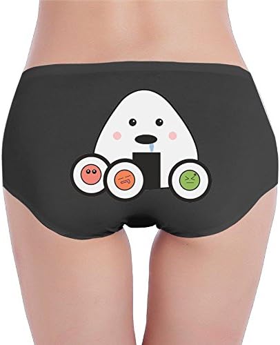 Women's Sushi Love Low-Rise Cotton Bikini Brief Seamless Panties Underwear XL Black