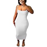 Women's Casual Short Sleeve Dress T Shirt Bodycon Dresses Ribbed V Neck Maxi Sundress Basic Party Club Dress with Pocket