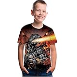 Godzilla Children T-Shirt boy Girl 3D Printing Godzilla Shirt Kids Tops TEE Summer Shirts Brown