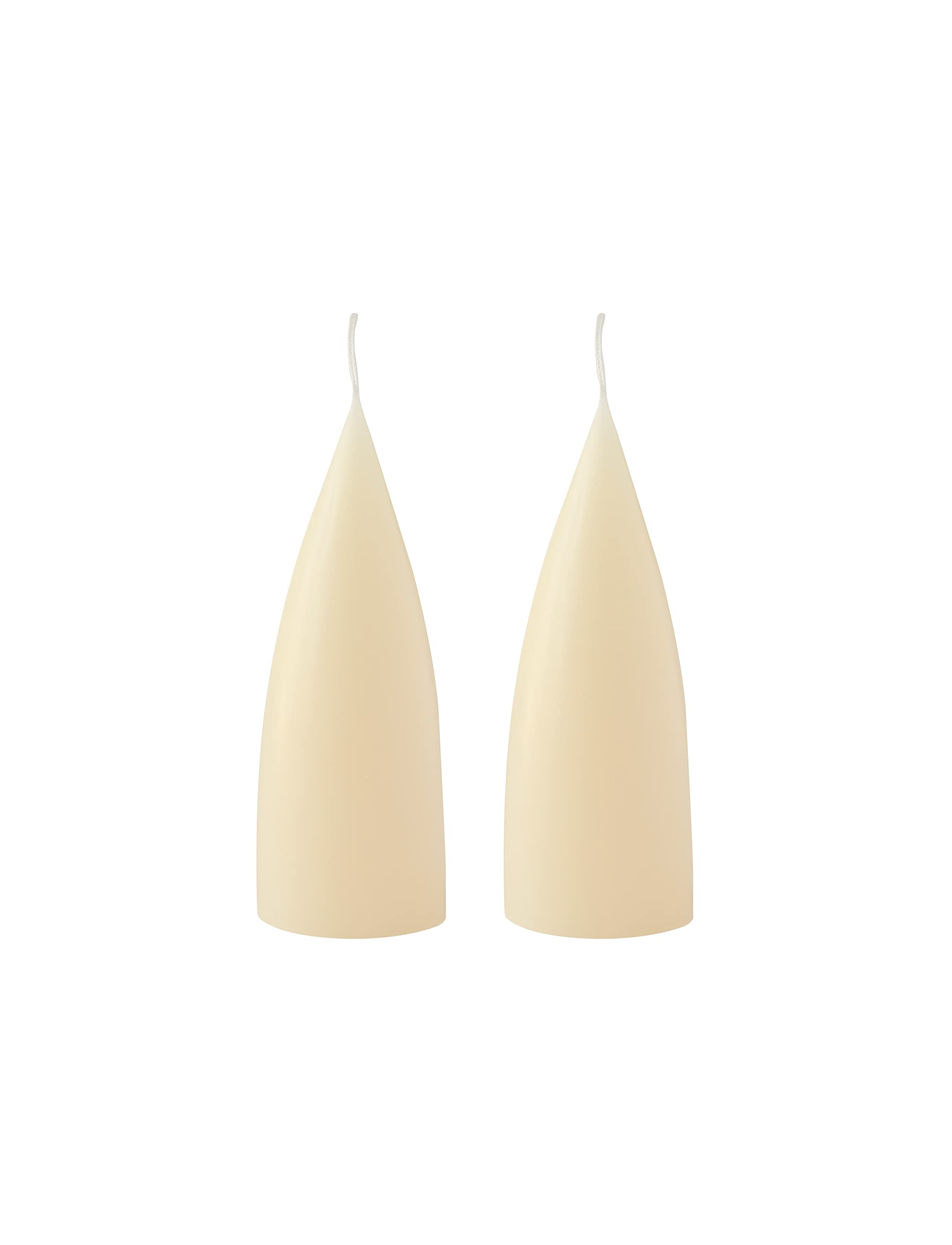 Kunstindustrien® Cone Shaped Candles, Made in Denmark, 43 Colours Available, Dripless & Smokeless Pillar Candles, Candles Long Burning 15 Hours, Unscented Candle Gift Set, 2pcs. 6.5 x 16cm (Ivory) — image 1
