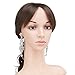 QNPRT 1920s 30s Long Dangle Earrings,Austrian Crystal Bridal Art Deco Style,Gatsby Flapper Jewelry Costume Accessories,Silver (Silver)