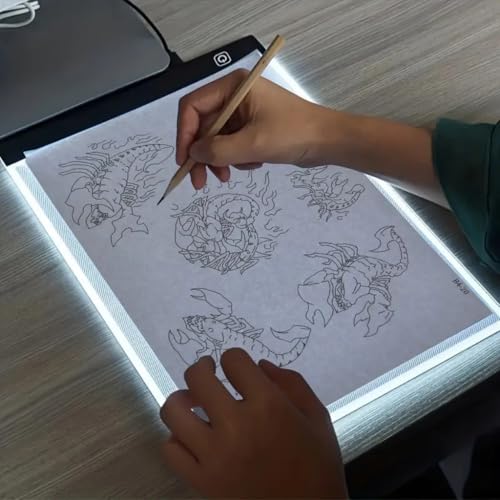 Mesa de Luz LED A4 Profissional para Desenho e Decalque – Prancheta Luminosa Ultra Fina com Controle de Brilho USB para Artistas, Tatuadores, Arquitetos e Artesanato Prancheta de Desenho