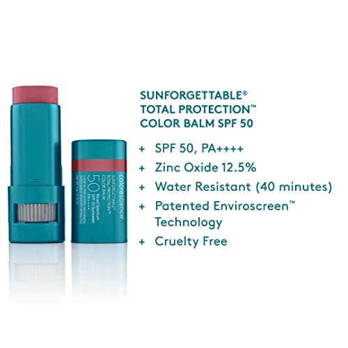 Colorescience Sunforgettable Total Protection Color Balm SPF 50, Mineral, Broad Spectrum, Buildable Lip & Cheek Color