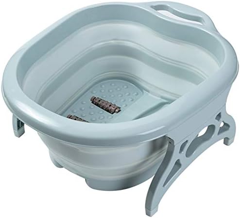 Ablita Collapsible Foot Spa Bath Tub with Massaging Rollers Health Care for Tired Sore Feet (Blue)