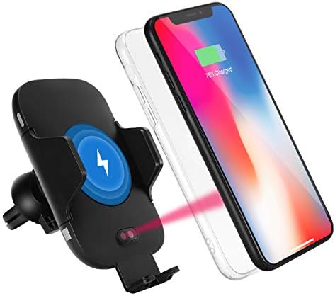 Wireless Charger Car Mount Infrared Sensor Auto-Clamping Qi Wireless Car Charger with 360°Air Vent Holder Fast Charging Compatible for iPhone X, 8/8 Plus, Samsung Galaxy Note 9/8, S9/S8/S7/S6 Edge