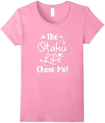 Women's The Otaku Life Chose Me T-Shirt Funny Anime Manga Shirt Medium Pink