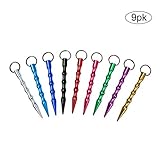 Oranlife Self Defense Keychain Kubotans Metal Cusp Portable Sturdy and Durable Aluminum Anti-Wolf Ninja Weapons for Girls Ladies Window Breaker, Women, 9 Pack