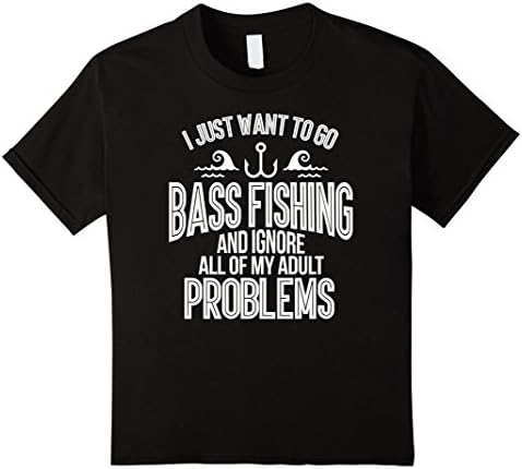 unisex-child Just Wanna Go Bass Fishing Shirt for Freshwater Anglers 12 Black