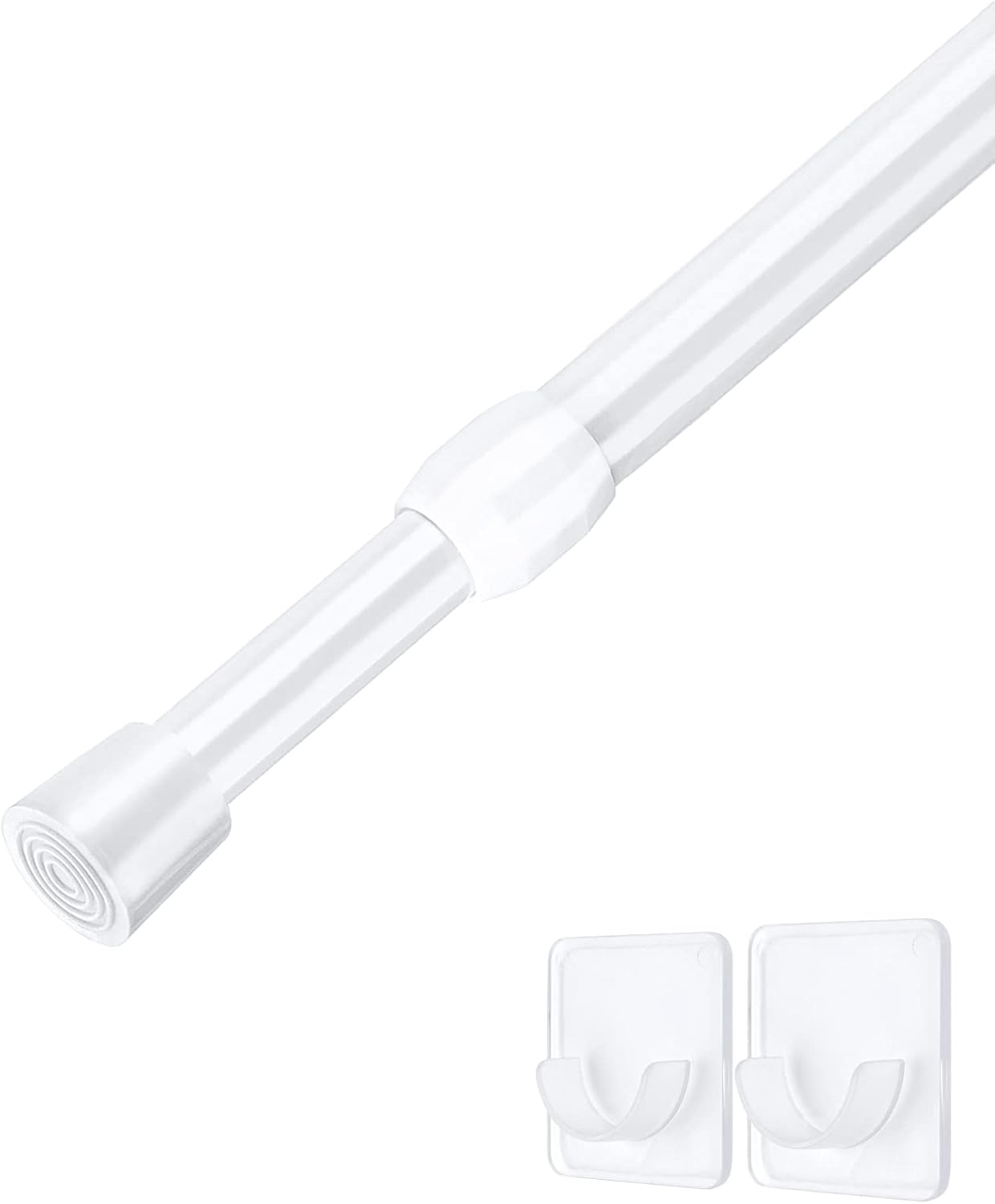 Window Treatment Hardware - Bivbov Tension Curtain Rod - 26 to 39 inch Adjustable Spring Tension Rods for Windows No Drilling - White Small Expandable Tension Curtain Rods for Closet, Cupboard, Kitchen and Doorway Curtains