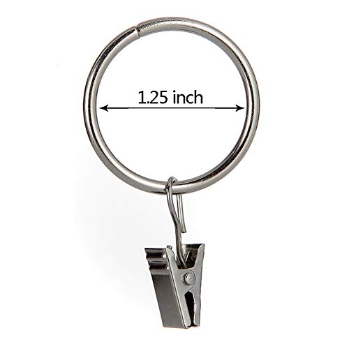 image for DEZENE Clip Curtain Rings - 28 Pack,1.25 Inch,Strong Metal,Rustproof -