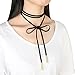 FIBO STEEL Leather Chain Necklace for Women Girls Choker Tassel Necklace Velvet 4PCS