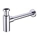 HANEBATH Brass Round Bottle P-Trap 1 1/4, Adjustable Bathroom Basin Sink Waste Trap Drain Kit, Chrome