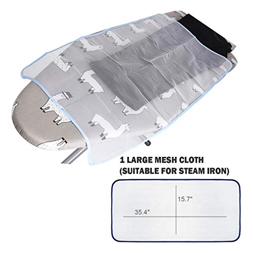 Ironing Board Cover and Thick Pad Standard Size 15" x 54",Elastic Edges and 4 Adjustable Fasteners Make 3 Layer Padded Ironing Board Cover Surface Smoother,1 Large Protective Scorch Mesh Cloth(Grey)