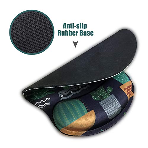 Ergonomic Mouse Pad with Wrist Support,Dooke Cute Wrist Pad with Non-Slip Rubber Base for Computer, Laptop, Home Office Gaming, Working, Easy Typing & Pain Relief Cactus