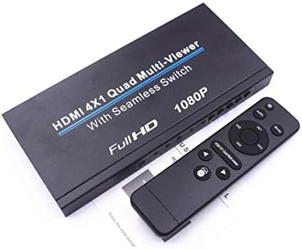 HDMI 4x1 Quad Multi-viewer Hdmi Four-Screen Splitter 4x1 Splitter Four in One Out Seamless Switcher Black JBP-X