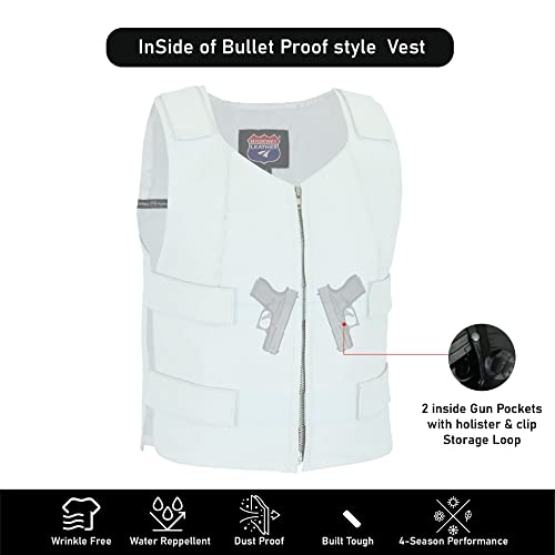 White Women Bullet Proof style Leather Motorcycle Vest for bikers