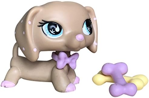Hot Toy LPS Dachshund Tan Dog Blue Eyes Puppy 909 with Accessories Collection Toys Figure Rare Girls Boys Gift 1 PC