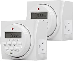 iPower 2-PACK 7 Day Programmable Digital Electric Timer, Dual Outlet, Grounded