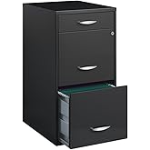 Pemberly Row 3 Drawers 27.32" Vertical Charcoal Metal Filing Cabinet Lockable Pre-Assembled Stationary Letter Size for Home, Office