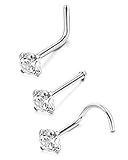 Jstyle 22G 3 Pcs Stainless Steel Nose Rings Studs Screw L-Shape Piercing Body Jewelry 1.5mm 2mm 2.5mm 3mm