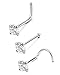 Jstyle 22G 3 Pcs Stainless Steel Nose Rings Studs Screw L-Shape Piercing Body Jewelry 1.5mm 2mm 2.5mm 3mm