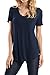 Shamaim Womens Short Sleeve Rayon T shirt V-Neck Tunic Top Navy XL