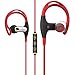 HOCO EBP03 Sport Wireless Bluetooth 4.1 In-Ear Headphone - Noise Cancelling Stereo Sound Quality Earphone&Headsets,Ergonomic Earhook Design With Volume Button Control & Microphone,Soft Earbuds (Red)