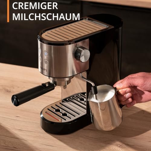 Virtuoso Essential Espresso-Siebträgermaschine, 15 bar, Edelstahl-Applikationen, schlankes Design, Bedienfeld mit 4 Funktionen, inkl. Barista-Zubehör, Edelstahl, XP441810