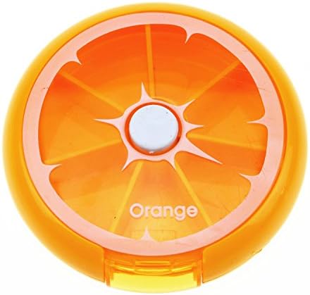 SINDBIN 360 Degree Rotation Pill Box,7 Day Round Portable Pill Medicine Organizer (Yellow)
