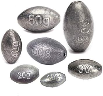 Fishing Sinkers Lead Weights Set, 8pcs Hollow Egg Sinker Stoppers, Freshwater/Saltwater Fishing Gear