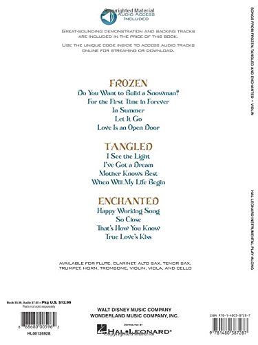 Songs From Frozen Tangled And Enchanted Violin Hal Leonard