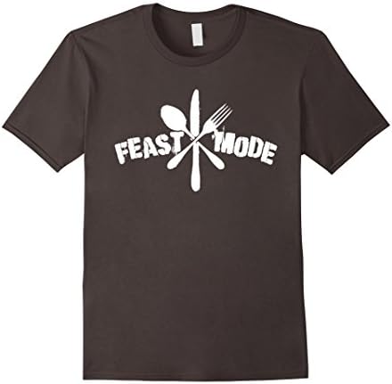 Mens FEAST MODE Shirt YUM FOODIE HANGRY WILD all holidays matter Large Asphalt