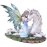 Pacific Giftware Fairy Princess with Unicorn Statue Meadow Flowers Fairyland Legends Collection