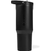 HydroJug Sport - Stainless Steel Tumbler with Straw, Vacuum Insulated, 32oz Leakproof Water Bottle, Ergonomic Design, Reusable, Dishwasher Safe, Rubber Base, Durable for Gym or Outdoors, Black