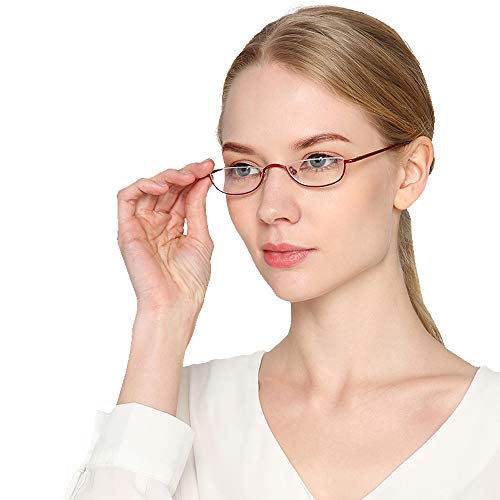 REAVEE 2 Pack Retro Designer Half Moon Reading Glasses Women Men Spring Hinge Half Frame Readers