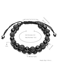Jovivi - Juego de 2 pulseras de cuentas de aceites esenciales de lava y roca, con cierre magnético de acero inoxidable ajustable