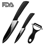 Aicok Ceramic Knife Set 3 Pieces, Ceramic Knife Healthy and Sharper than Stainless Knife, Aristocratic Knife Mirror Gloss