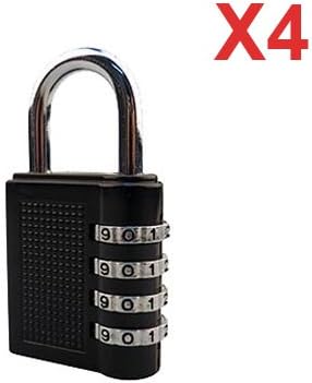 TekBox 4 Digit Padlock Security Combination Code Luggage Locker Black Lock (4)